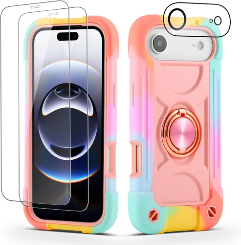Vista 18 de Funda para iPhone Se3/iPhone Se2, iPhone 6/6S, iPhone 7/iPhone 8 de 4.7 pulgadas con soporte de anillo, con 2 protectores de pantalla resistentes