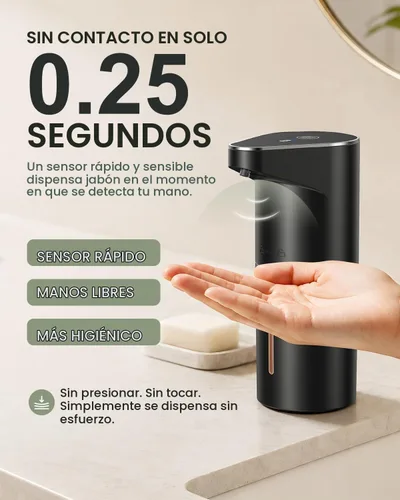 Vista 2 de Fantictas Dispensador automático de jabón espumoso sin contacto, ajustable Negro