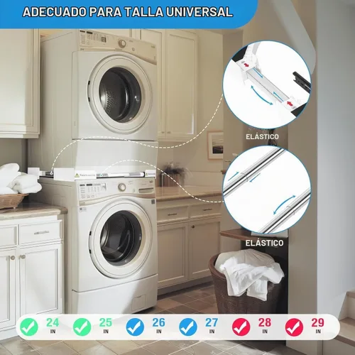 Vista 3 de Generic Kit de apilamiento universal para lavadora y secadora con estante de secado extraíble, ajustable, 1 estante, ahorro de espacio
