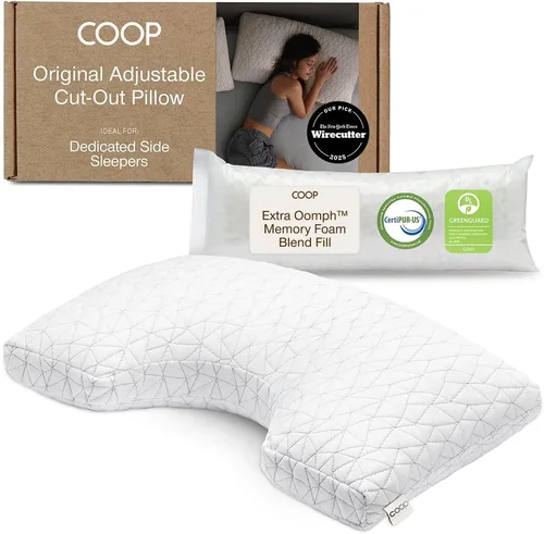 Vista 10 de Coop Home Goods Almohada ajustable original Crescent, almohadas de cama Queen para soporte de hombros, cuello y cabeza, almohadas de espuma de media
