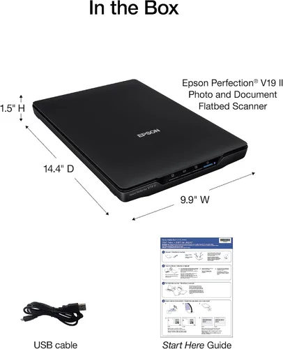 Vista 12 de Epson Perfection V19 II - Escáner plano de documentos y fotos a color con resolución óptica de 4800 ppp, alimentación USB y tapa extraíble de gran
