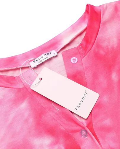 Vista 2 de Ekouaer - Conjunto de pijama de 2piezas con teñido anudado para mujer, para descansar y dormir