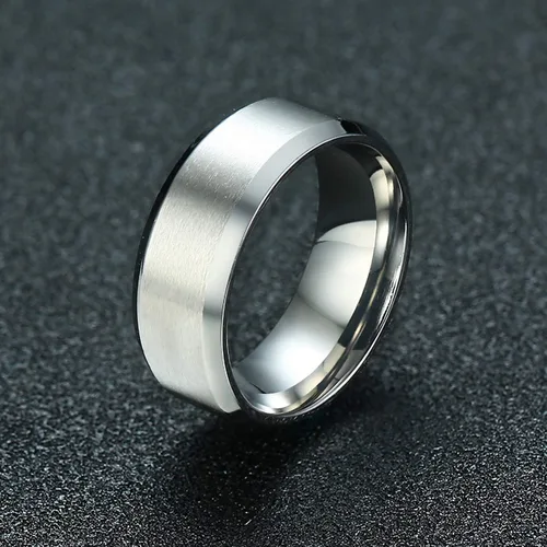 Vista 3 de Anillo básico mate cepillado para hombre de 0.157 in, 0.236 in, 0.315 in, 0.394 in, anillos de acero inoxidable negroazulplateado para hombres