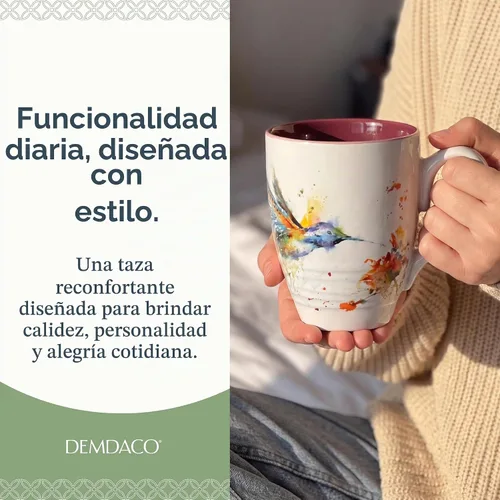 Vista 2 de Dean Crouser colección de taza de porcelana con diseño de acuarelas, 16 onzas, Hummingbird