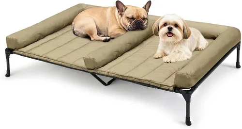 Vista 18 de Veehoo Cama elevada refrescante para perros + cojín doble impermeable para dos perros medianos, cama elevada para perros con tapete de apoyo