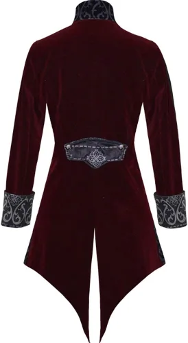 Vista 2 de Crubelon - Chaqueta steampunk vintage para hombre, estilo gótico, victoriano, abrigo de levita y uniforme (M, rojo)