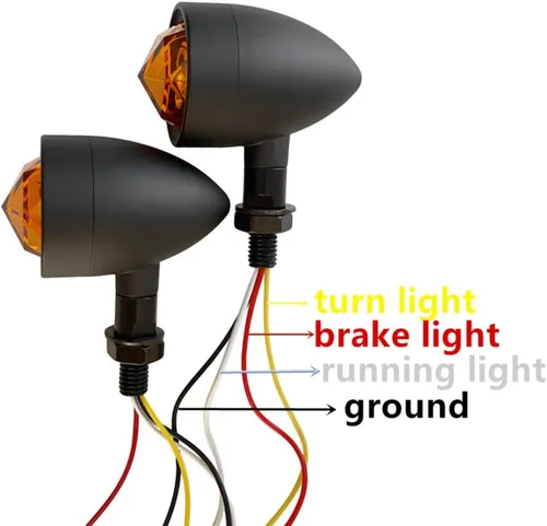 Vista 3 de FATECIM Luces intermitentes LED personalizadas para motocicleta, 2 unidades, con luces de correr/frenado, indicadores de alta resistencia, luces