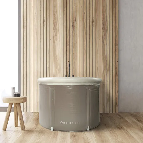Vista 2 de Bañera Portátil (Pequeña) por Homefilos, Baño de Hielo e Inmersión Fría para Atletas, Tina de Remojo Japonesa Inflable Tamaño Adulto para Cabina
