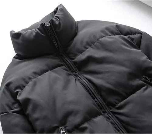 Vista 7 de Tanming Chaqueta acolchada casual para mujer, manga larga, cremallera completa, abrigo de invierno acolchado negro