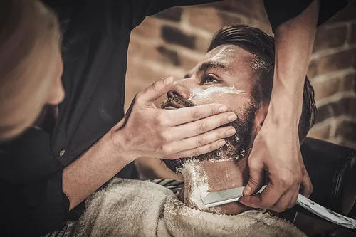 Vista 5 de Maquinillas de afeitar rectas profesionales para hombres - Maquinilla de afeitar de borde recto para afeitado cercano - Navajas de afeitar