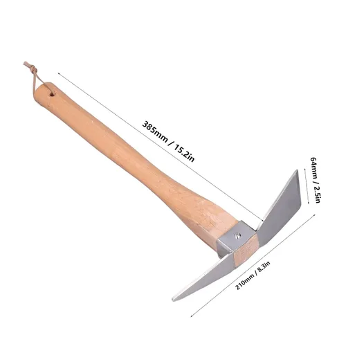Vista 3 de Herramienta de jardín de azada, material de madera de hacha para patio para cultivo de macetas para jardinería