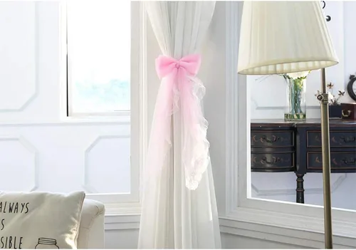 Vista 5 de 2 alzapaños de cortina con lazo para cortina de encaje, hebillas para decoración del hogar (rosa)