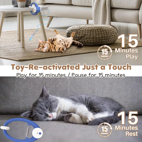 Vista 4 de Juguete interactivo para gatos de interior, inteligente USB recargable en la puerta, juguetes retráctiles automáticos para gatitos, teaser