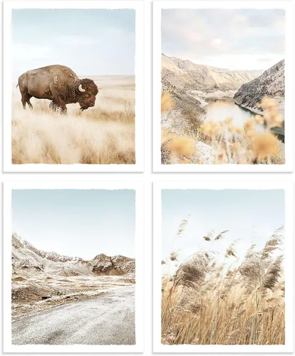 Vista 17 de Imágenes de paisajes de la naturaleza, arte para pared, bosque brumoso, árbol, montaña, animales salvajes, ciervos, lago, escena, obra de arte