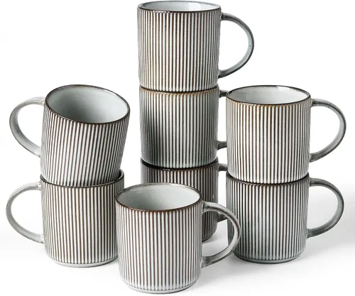 Vista 84 de famiware Juego de 4 tazas de café de 12 onzas, tazas de cerámica con asa Negro (Star-Black)