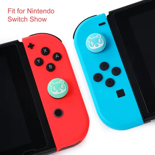 Vista 3 de Tscope for Animal Crossing Thumb Grip Caps for Nintendo SwitchSwitch Lite Controller Joy-Cons Analog Joystick Cute Raccoon Soft Silicone Covers for