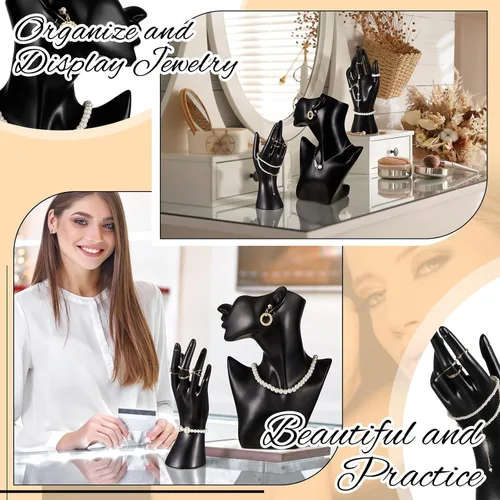 Vista 6 de Kigley - Juego de exhibición de joyería con maniquí que incluye soporte para busto boutique, soporte para pendientes, exhibidor de mano y soporte
