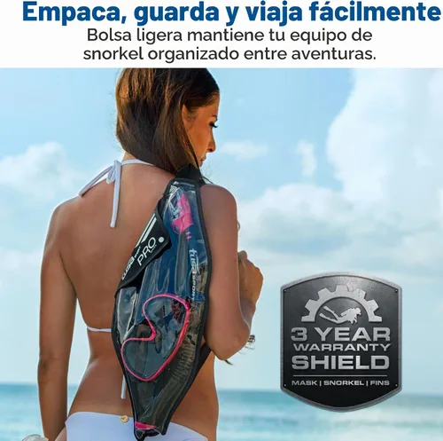 Vista 7 de TUSA Máscara deportiva Serene para adultos y esnórquel seco combinado con bolsa de viaje reutilizable