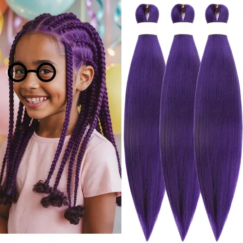 Vista 133 de Cabello trenzado para niños preestirado de 16 pulgadas, color negro para niños, trenzas sin nudos