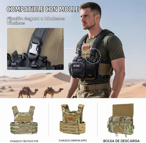 Vista 3 de ONETIGRIS Chest Rig, Dangler Pouch for Hunting Shooting Hiking Negro
