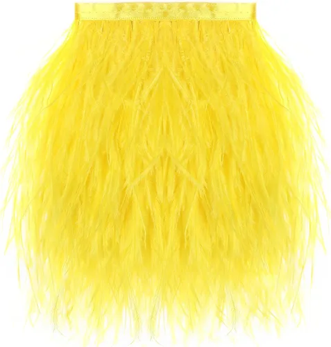 Vista 25 de SOGUGOM Adorno de Plumas de Avestruz Negro - 1.5 Capas 2 Yardas Plumas de 4 Pulgadas Adorno de Cintas con Flecos para Costura, Vestidos, Proyectos