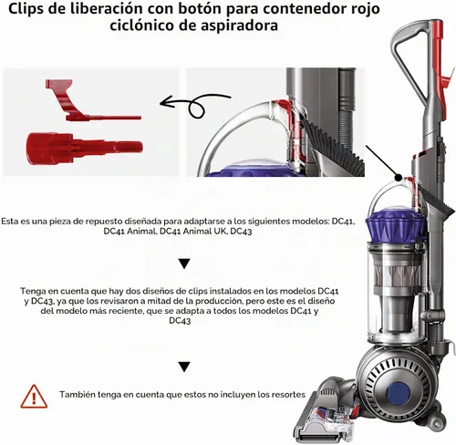 Vista 6 de Clips de cierre de liberación de botón de bote rojo ciclón vacío apto
