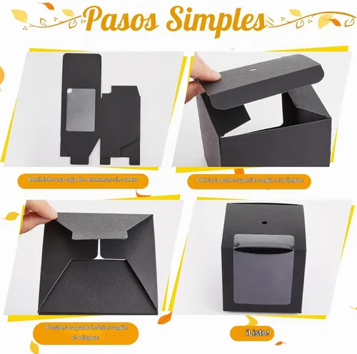 Vista 7 de Juexica 30 cajas de manzana de caramelo con agujero, cajas de regalo de Negro