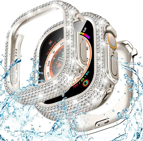 Vista 34 de Goton Funda de 40 mm impermeable con brillo para Apple Watch, protector de pantalla SE 3/2/1, Serie 6/5/4 de 40 mm, parachoques frontal de PC