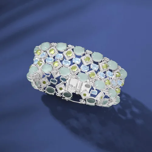 Vista 5 de Ross-Simons 84.80 qt. T. W. Pulsera de piedras preciosas múltiples en plata de ley