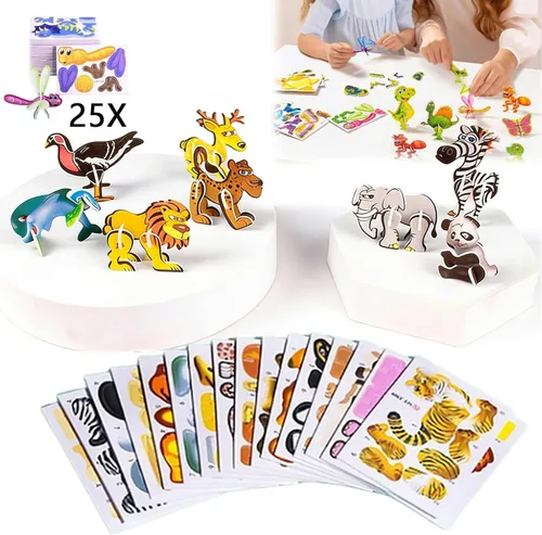 Vista 9 de Juego de rompecabezas de papel de insectos creativo 3D de 2026, 25 piezas inteligentes de ensamblaje 3D, rompecabezas de insectos, juguete educativo