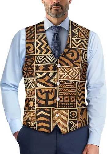 Vista 9 de TODIYADDU Chaleco de cuello en V para hombre, chaquetas de traje sin mangas Maple Leaf