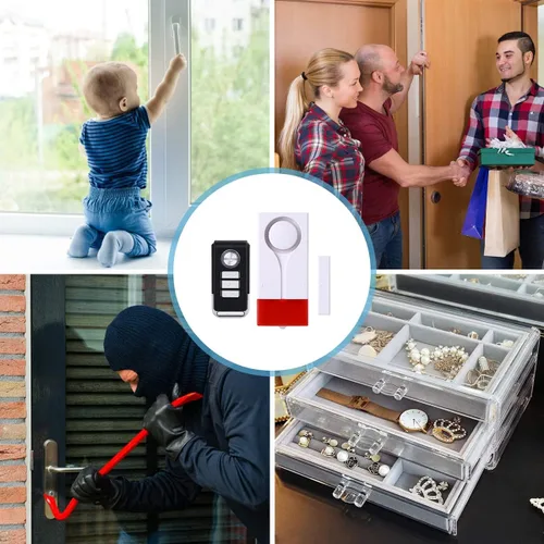 Vista 5 de Alarma abierta para puerta y ventana, control remoto inalámbrico, sensor magnético, timbre antirrobo, seguridad para el hogar, protección para casa