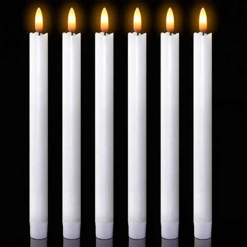 Vista 14 de Wondise Velas Cónicas Sin Llama con Control Remoto Temporizador, Candelabros Rojos Cerosos Reales a Batería Velas LED de Mecha 3D para Decoración