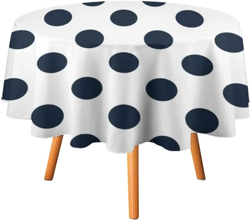 Vista 14 de Mantel redondo lavable de lunares negros sobre beige de 50 pulgadas para cocina, comedor, fiesta, decoración moderna