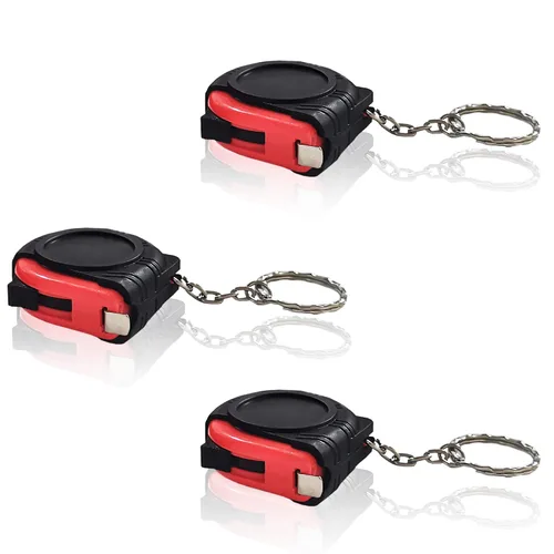 Vista 8 de Cinta métrica retráctil de 3.3 ft/3 pies, mini llavero métrico / cinta métrica de pulgadas, regla de cinta portátil con bloqueo deslizante estable