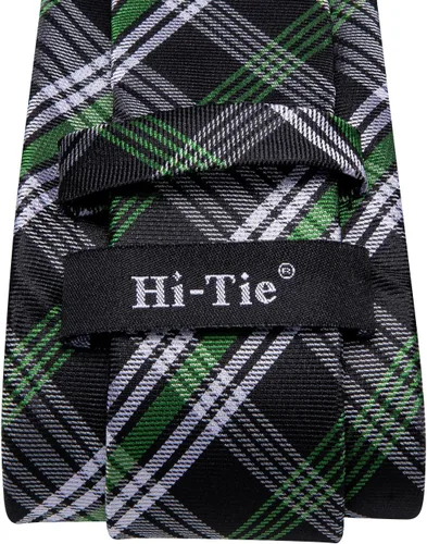 Vista 39 de Hi-Tie Corbatas de seda para hombre, diseño de cachemira a rayas, con bolsillo, gemelos cuadrados, conjunto formal de negocios
