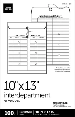 Vista 4 de Office Depot® Sobres interdepartamentales de marca, 10 x 13 pulgadas, marrón, caja de 100