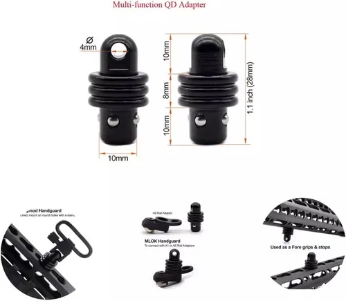 Vista 4 de FAZee Adaptador QD multifunción con espárragos para cabestrillo giratorio de tope de mano Adaptador de desmontaje rápido (2 piezas)