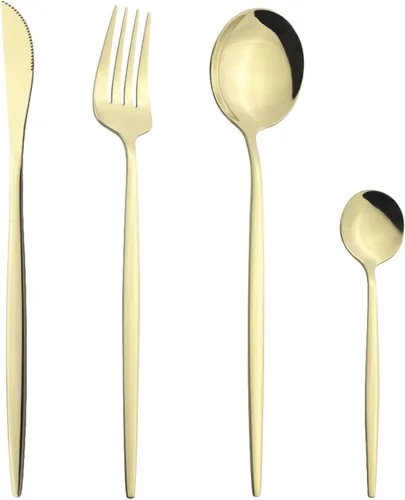 Vista 15 de Juego de cubiertos Cuchillo de cena Postre Tenedor Cuchara Juego de vajilla de acero inoxidable Vajilla de cocina 4 piezas Negro