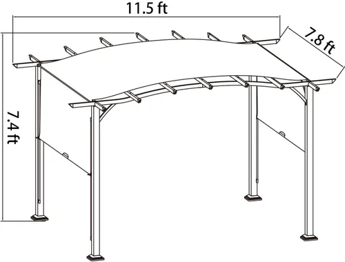 Vista 7 de COSTWAY Pergola - Toldo retráctil con marco de acero para patio, refugio solar