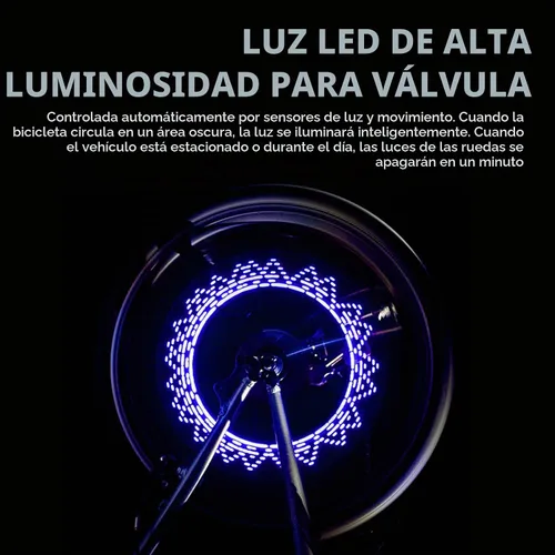 Vista 8 de 2 piezas de luces LED para rueda de bicicleta, luces impermeables para radios de bicicleta, luz de válvula de neumático de bicicleta con cambio
