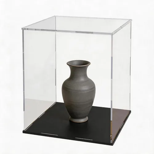 Vista 13 de Vitrina de acrílico completamente ensamblada, caja de acrílico transparente de 4 pulgadas para exhibición de coleccionables, vitrina de vidrio