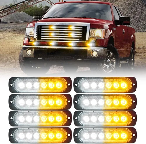 Vista 14 de Xprite 10 luces LED estroboscópicas de emergencia, ámbar de 12 luces LED estroboscópicas intermitentes, función de sincronización, luz de parrilla