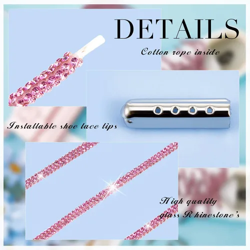 Vista 3 de MTLEE Rhinestone Shoe Laces Bling Shoe Laces Rhinestone Diamond Hoodie String Glitter Cords for Sneakers with Aglets