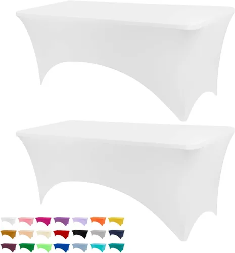 Vista 41 de BDDC - Funda de mesa ajustada de 4 pies, manteles de elastano negros, manteles elásticos lavables y resistentes a las arrugas para eventos, bodas
