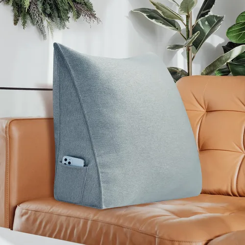 Vista 5 de Johnear Almohada triangular para cabecero, almohada de cuña de algodón y lino, almohada grande para respaldo de lectura para sofá y cama, soporte