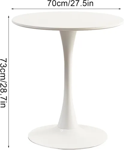 Vista 2 de HM&DX Mesa de comedor redonda moderna de MDF con base de metal, mesa de centro de ocio para 2-4 personas, mesa de cocina fácil de montar