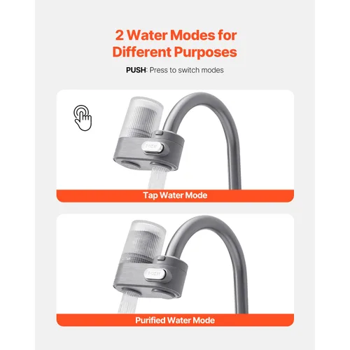 Vista 5 de Happybuy Grifo - Filtro de agua de montaje, purificador de agua vertical para fregadero, filtro de fibra de carbono certificado NSF, elimina
