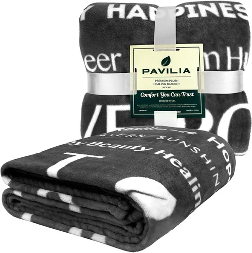 Vista 8 de PAVILIA Manta de Curación, Regalo para Pronta Recuperación, Manta de Forro Polar de Felpa Suave y Compasiva para Hombres y Mujeres, Manta