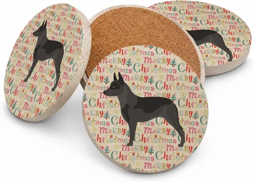 Vista 12 de AIDI Atlas Mountain Dog Merry Christmas - Posavasos grandes de piedra arenisca, paquete de 4